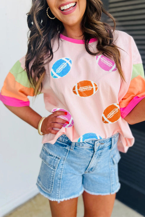 Chenille Patch Football Graphic Relaxed Fit Tee