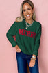 Chenille Patch Graphic Raglan Sleeve Pullover Sweater