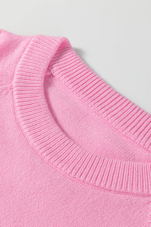 Chenille Patch Graphic Raglan Sleeve Pullover Sweater