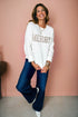Chenille Patch Graphic Raglan Sleeve Pullover Sweater