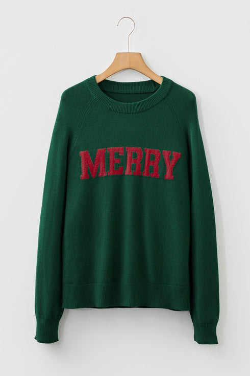 Chenille Patch Graphic Raglan Sleeve Pullover Sweater