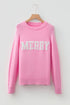 Chenille Patch Graphic Raglan Sleeve Pullover Sweater