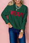Chenille Patch Graphic Raglan Sleeve Pullover Sweater