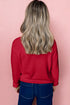 Chenille Patch Graphic Raglan Sleeve Pullover Sweater