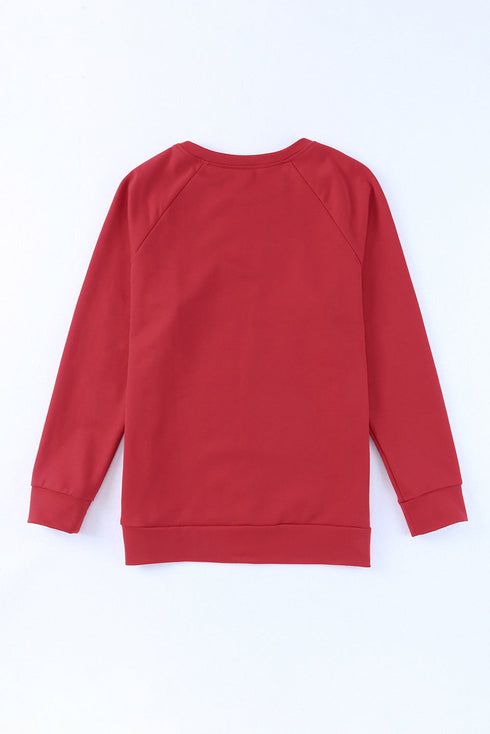 Chenille Patch Letter Graphic Raglan Pullover Sweatshirt