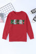 Chenille Patch Letter Graphic Raglan Pullover Sweatshirt