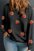 Chenille Pumpkin Patched Drop Shoulder Graphic Sweatshirt