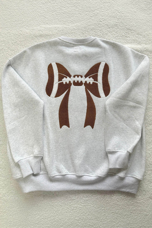Chenille Rugby Bow Oversized Embroidered Game Day Sweatshirt