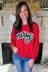 Chenille Script Patch Graphic Crew Neck Pullover Sweatshirt