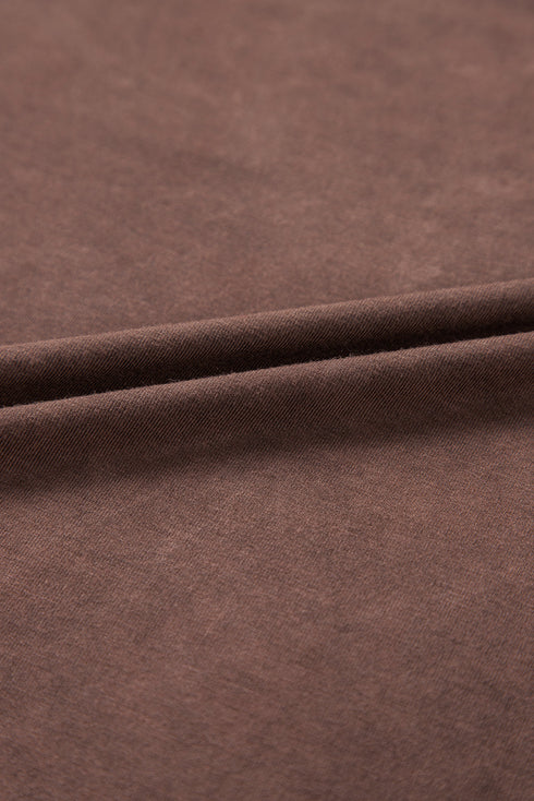 Chestnut Mineral Wash Criss Cross V Neck Casual T Shirt