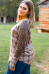 Chestnut Plus Size Leopard Raglan Sleeve Plaid Top