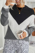 Chevron Accent White Gray Sweater