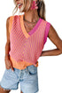Chevron Pattern V Neck Ribbed Knit Sweater Vest
