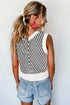 Chevron Pattern V Neck Ribbed Knit Sweater Vest
