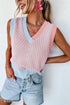 Chevron Pattern V Neck Ribbed Knit Sweater Vest