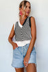 Chevron Pattern V Neck Ribbed Knit Sweater Vest