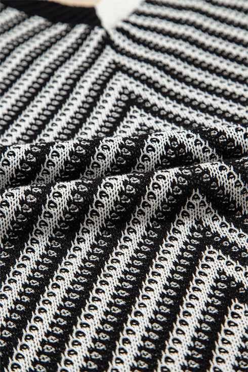Chevron Pattern V Neck Ribbed Knit Sweater Vest