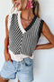 Chevron Pattern V Neck Ribbed Knit Sweater Vest