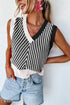 Chevron Pattern V Neck Ribbed Knit Sweater Vest