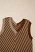 Chevron Pattern V Neck Ribbed Knit Sweater Vest