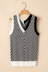 Chevron Pattern V Neck Ribbed Knit Sweater Vest
