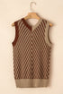Chevron Pattern V Neck Ribbed Knit Sweater Vest