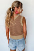 Chevron Pattern V Neck Ribbed Knit Sweater Vest
