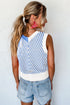 Chevron Pattern V Neck Ribbed Knit Sweater Vest