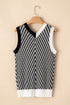Chevron Pattern V Neck Ribbed Knit Sweater Vest