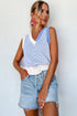 Chevron Pattern V Neck Ribbed Knit Sweater Vest