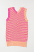 Chevron Pattern V Neck Ribbed Knit Sweater Vest