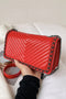 Chevron Quilted Chain Accent Faux Leather Shoulder Bag