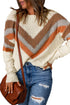 Chevron Striped Drop Shoulder Sweater