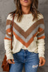Chevron Striped Drop Shoulder Sweater