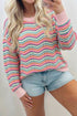 Chevron Striped Zigzag Pattern Drop Shoulder Sweater