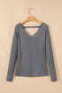 Chevron Texture Patchwork V Neck Long Sleeve Knit Top