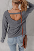 Chevron Texture Patchwork V Neck Long Sleeve Knit Top