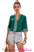 Chic Boho V Neckline Half Sleeve Blouse