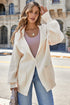 Chic Lapel Collar Drop Shoulder Buttoned Cardigan