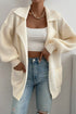 Chic Lapel Collar Drop Shoulder Buttoned Cardigan