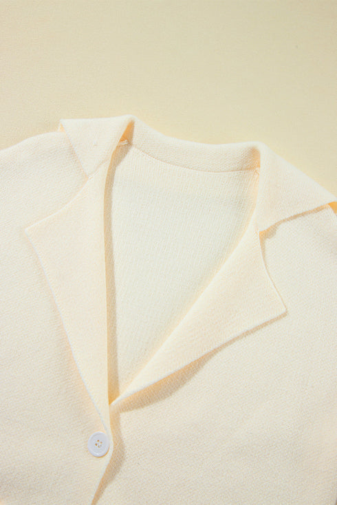Chic Lapel Collar Drop Shoulder Buttoned Cardigan