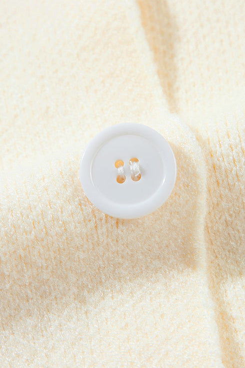 Chic Lapel Collar Drop Shoulder Buttoned Cardigan