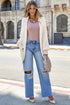 Chic Lapel Collar Drop Shoulder Buttoned Cardigan