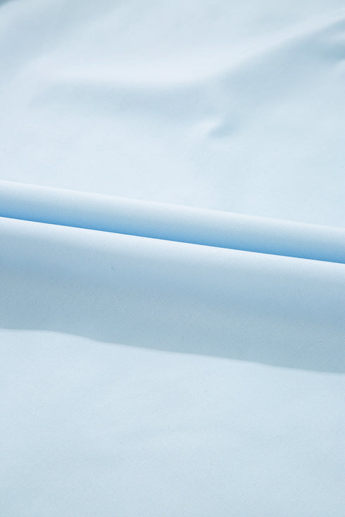 Chic Leopard Contrast Trim Split Neck Puff Sleeve Casual Blouse