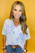 Chic Leopard Inspired Print V Neck Short Sleeve Casual Blouse
