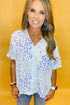 Chic Leopard Inspired Print V Neck Short Sleeve Casual Blouse