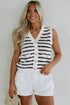 Chic Nautical Stripes Gold Button Detail Knit Sweater Vest