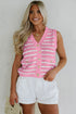 Chic Nautical Stripes Gold Button Detail Knit Sweater Vest