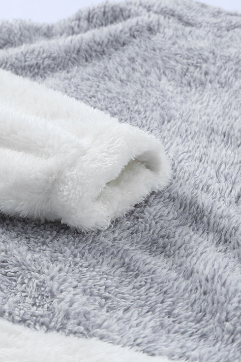 Chic Oversized Fluffy Fleece Zip Neck Pullover