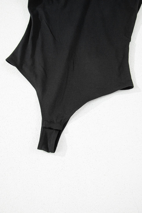 Chic Pleated Asymmetrical One Shoulder Bodysuit